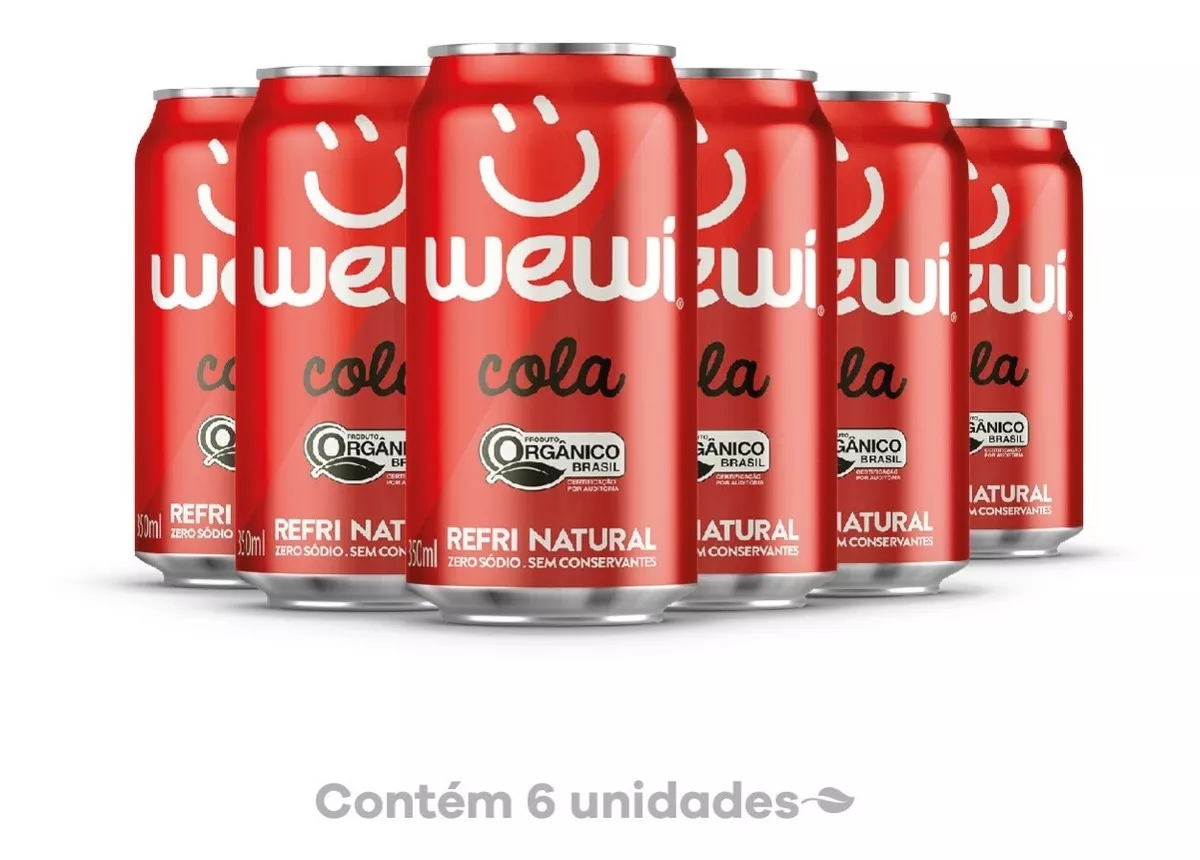 Refrigerante Wewi Orgânico kit 6 refrigerante sabor cola 350ml